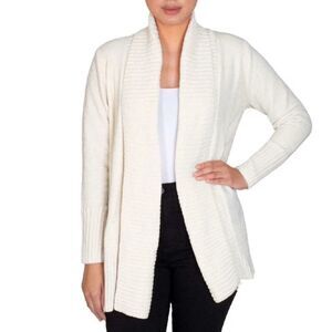 SEVEN7 Cozy Chenille Cardigan Sweater Off White Cream Size Medium